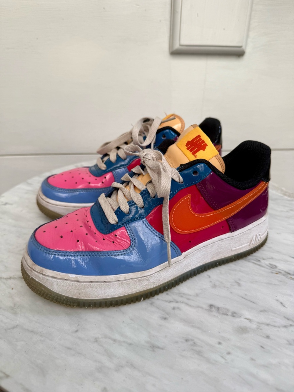 Nike Air Force 1 x Undefeated Total Orange Multi Patent Low Top Sneakers Men’s 6